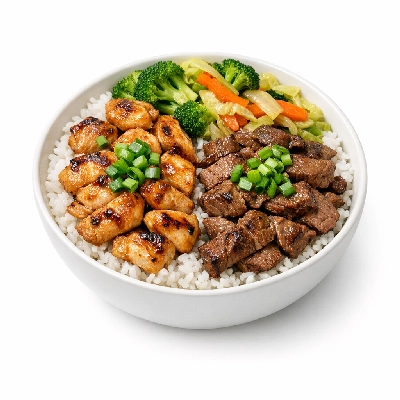 Flame Broiler Mini Half and Half Bowl White Rice