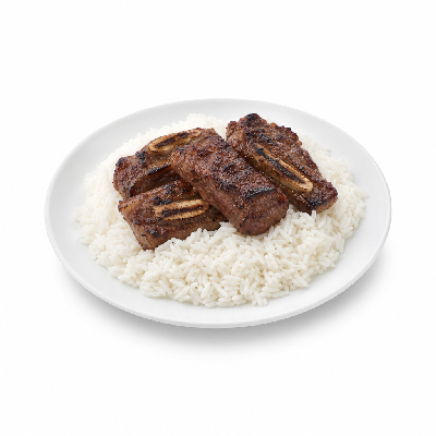 Flame Broiler Rib Plate White Rice