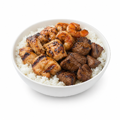 Flame Broiler The Works Bowl White Rice