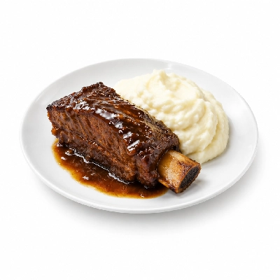 Food 4 Fitness American Style Beef Rib with Honey Soy BBQ Glaze White Potato Mash 350g