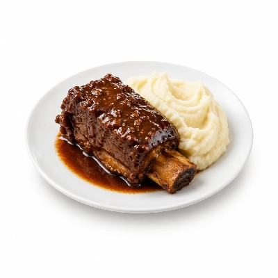 Food 4 Fitness American Style Beef Rib with Honey Soy BBQ Glaze and White Potato Mash 450g
