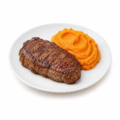 Food 4 Fitness Chargrilled Grass Fed Rump with BBQ Honey Soy Sauce Sweet Potato Mash 350g