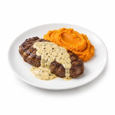 Food 4 Fitness Chargrilled Grass Fed Rump with Diane Sauce Sweet Potato Mash 350g