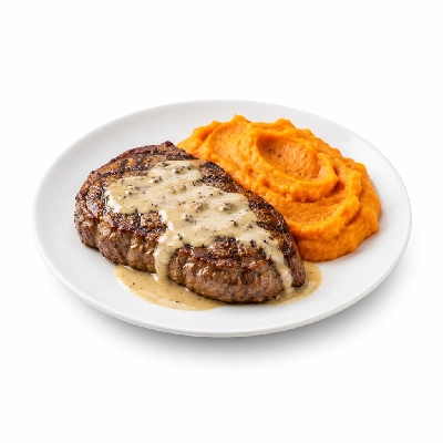 Food 4 Fitness Chargrilled Grass Fed Rump with Diane Sauce Sweet Potato Mash 450g