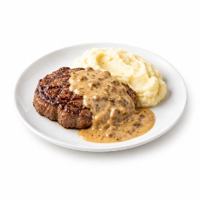 Food 4 Fitness Chargrilled Grass Fed Rump with Diane Sauce White Potato Mash 250g