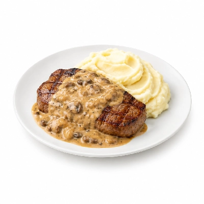 Food 4 Fitness Chargrilled Grass Fed Rump with Diane Sauce White Potato Mash 350g