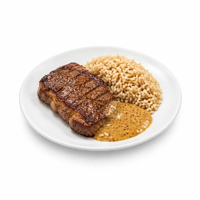 Food 4 Fitness Chargrilled Grass Fed Rump with Dijon Honey Mustard Sauce Brown Rice 250g