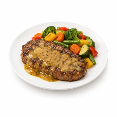 Food 4 Fitness Chargrilled Grass Fed Rump with Dijon Honey Mustard Sauce Seasonal Mix Veg 350g
