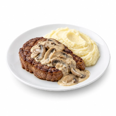 Food 4 Fitness Chargrilled Grass Fed Rump with Mushroom Sauce White Potato Mash 350g