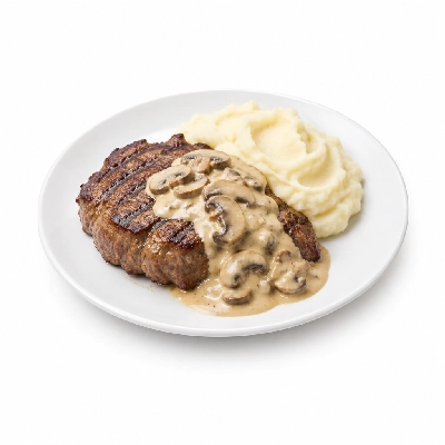 Food 4 Fitness Chargrilled Grass Fed Rump with Mushroom Sauce White Potato Mash 450g