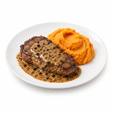 Food 4 Fitness Chargrilled Grass Fed Rump with Peppercorn Sauce Sweet Potato Mash 350g