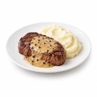 Food 4 Fitness Chargrilled Grass Fed Rump with Peppercorn Sauce White Potato Mash 250g