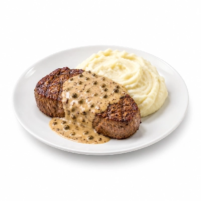 Food 4 Fitness Chargrilled Grass Fed Rump with Peppercorn Sauce White Potato Mash 350g