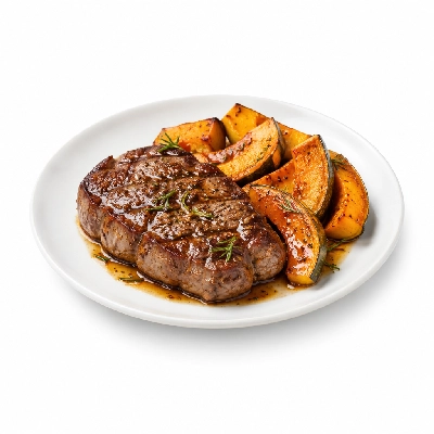Food 4 Fitness Chargrilled Grass Fed Rump with Rosemary Sauce Roasted Pumpkin 450g