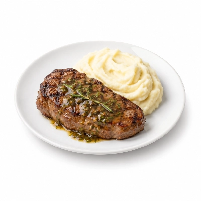 Food 4 Fitness Chargrilled Grass Fed Rump with Rosemary Sauce White Potato Mash 250g