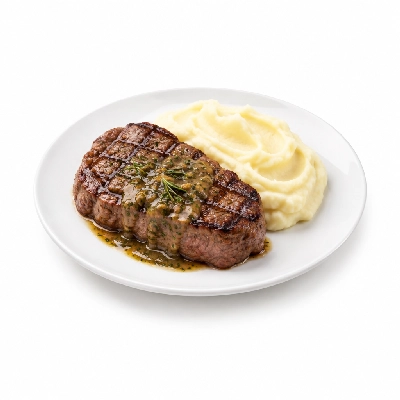 Food 4 Fitness Chargrilled Grass Fed Rump with Rosemary Sauce White Potato Mash 350g