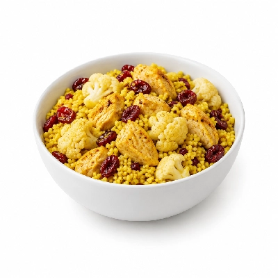 Food 4 Fitness Chicken Turmeric Couscous with Cauliflower & Cranberry Salad 450g