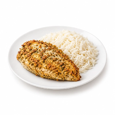 Food 4 Fitness Herb and Parmesan Baked Chicken Breast Basmati Rice 350g