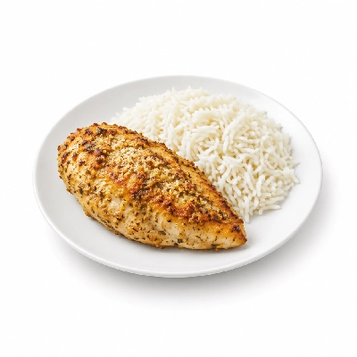 Food 4 Fitness Herb and Parmesan Baked Chicken Breast Basmati Rice 450g