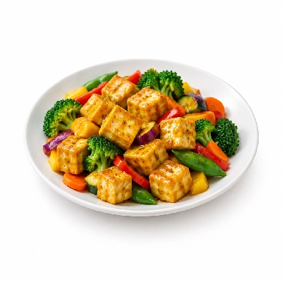 Food 4 Fitness High Protein Tofu with Honey Mustard Seasonal Mix Veg 450g