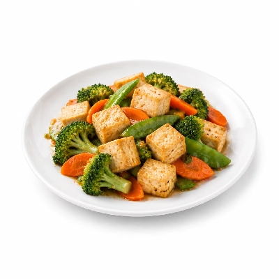 Food 4 Fitness High Protein Tofu with Honey Soy and Lemon Seasonal Mix Veg 350g