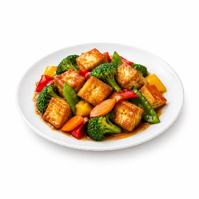 Food 4 Fitness High Protein Tofu with Honey Soy and Lemon Seasonal Mix Veg 450g
