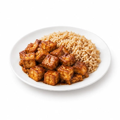 Food 4 Fitness High Protein Tofu with Honey Soy and Lemon Stir Fry Brown Rice 450g