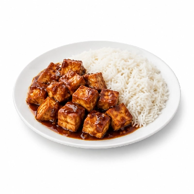 Food 4 Fitness High Protein Tofu with Honey Soy BBQ Stir Fry Basmati Rice 350g