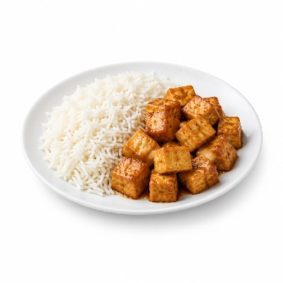 Food 4 Fitness High Protein Tofu with Honey Soy BBQ Stir Fry Basmati Rice 450g