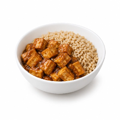 Food 4 Fitness High Protein Tofu with Satay Sauce Stir Fry Brown Rice 250g
