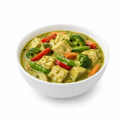 Food 4 Fitness High Protein Tofu with Thai Green Curry Sauce Seasonal Mix Veg 350g