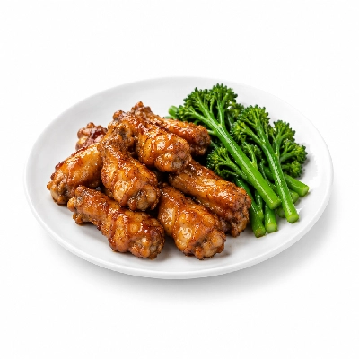 Food 4 Fitness Honey-Glazed Char Sui Chicken Drumettes Asian Style Broccolini 250g
