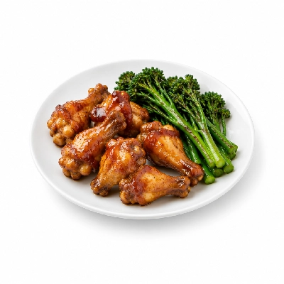 Food 4 Fitness Honey-Glazed Char Sui Chicken Drumettes Asian Style Broccolini 450g