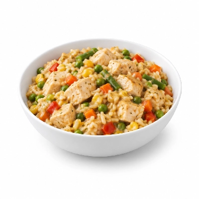 Food 4 Fitness Italian Diced Chicken Breast Casserole Brown Rice & Seasonal Mix Veg 450g