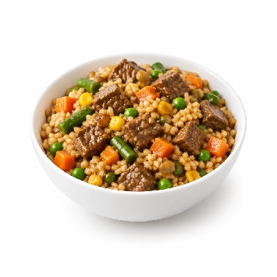 Food 4 Fitness Italian Diced Grass Fed Beef Casserole Brown Rice & Seasonal Mix Veg 450g