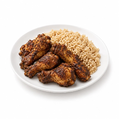Food 4 Fitness Jamaican Jerk Spiced Chicken Drumettes Brown Rice 350g