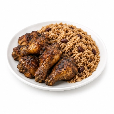 Food 4 Fitness Jamaican Jerk Spiced Chicken Drumettes Brown Rice 450g
