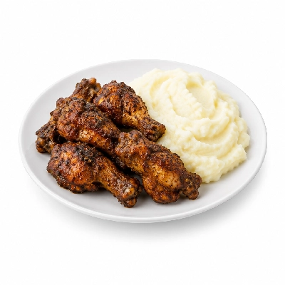 Food 4 Fitness Jamaican Jerk Spiced Chicken Drumettes White Potato Mash 350g