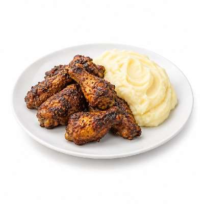 Food 4 Fitness Jamaican Jerk Spiced Chicken Drumettes White Potato Mash 450g
