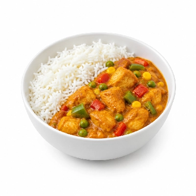 Food 4 Fitness Mild Balti Chicken Curry Basmati Rice & Peas Corn Capsicum 250g