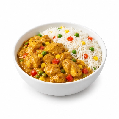 Food 4 Fitness Mild Balti Chicken Curry Basmati Rice & Peas Corn Capsicum 350g