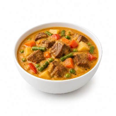 Food 4 Fitness Mild Korma Beef Curry Seasonal Mix Veg 250g