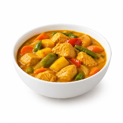 Food 4 Fitness Mild Mango Chicken Curry Seasonal Mix Veg 250g