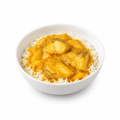 Food 4 Fitness Mild Mango Fish Curry Basmati Rice 250g