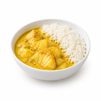 Food 4 Fitness Mild Mango Fish Curry Basmati Rice 350g