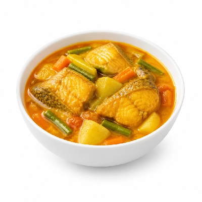 Food 4 Fitness Mild Mango Fish Curry Seasonal Mix Veg 350g