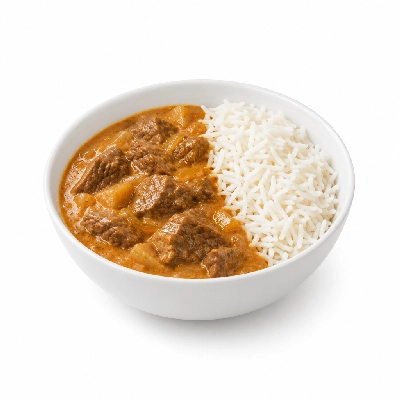 Food 4 Fitness Mild Massman Beef Curry Basmati Rice 450g