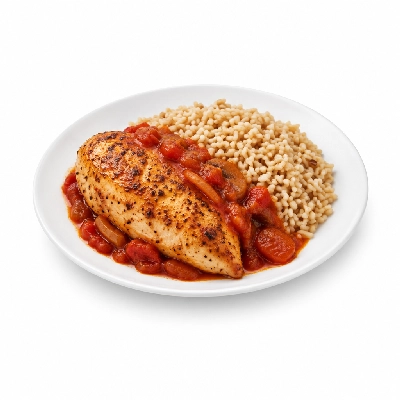 Food 4 Fitness Oven Roasted Chicken Breast with Cacciatore Sauce Brown Rice 450g