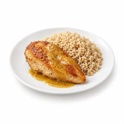 Food 4 Fitness Oven Roasted Chicken Breast with Honey Mustard Sauce Brown Rice 250g