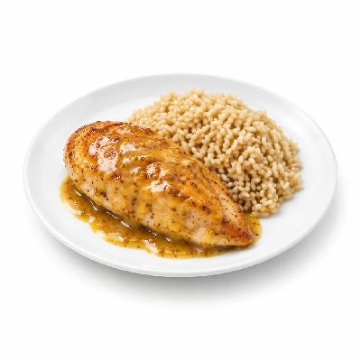 Food 4 Fitness Oven Roasted Chicken Breast with Honey Mustard Sauce Brown Rice 350g
